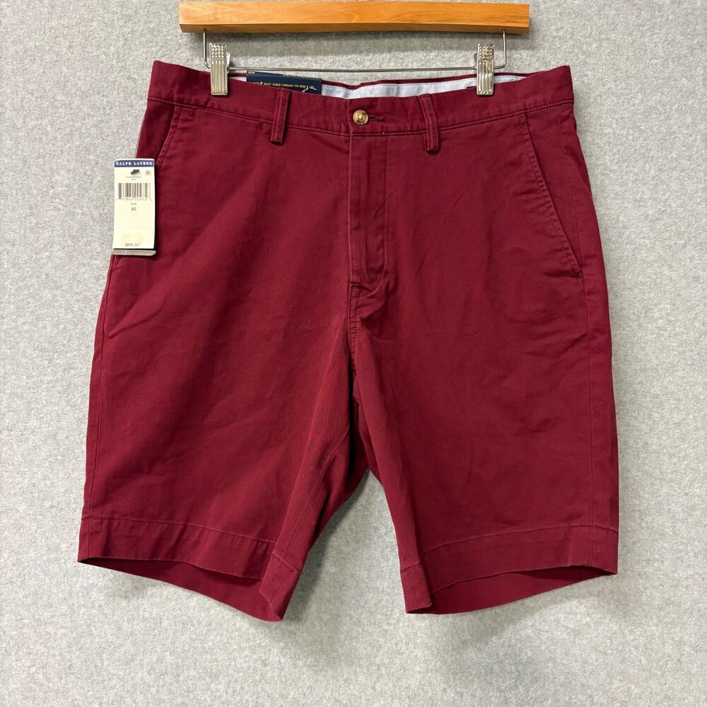 Polo Ralph Lauren Bedford Chino Shorts Red 32 Classic Fit Stretch NWT